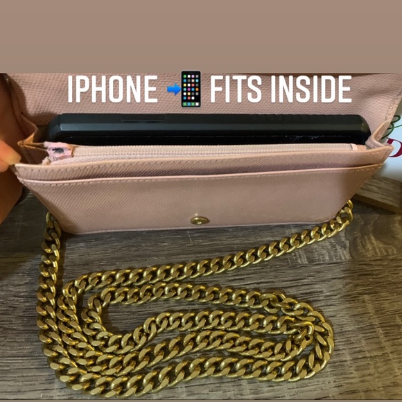 💕⚜️ Chanel Blush Pink Wallet on a Vintage Gold Chain WOC Style Crossbody - Picture 6 of 14